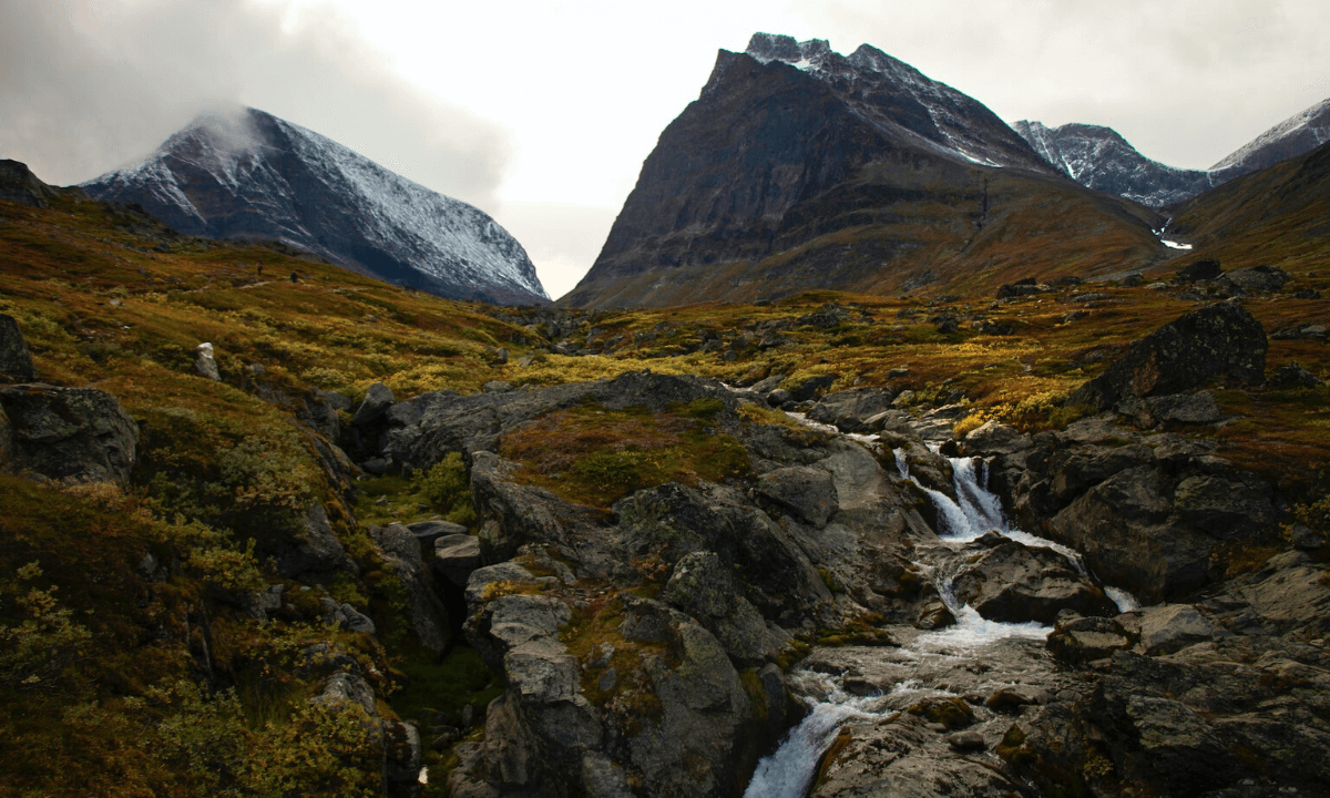 Abisko National Park in Sweden Travelling in Sweden Abisko Park mountain picture small water sources image misty view